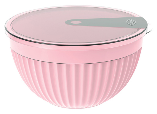 Салатник з кришкою Bager пластиковий 2000мл, рожевий