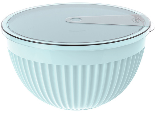 Салатник з кришкою Bager пластиковий 4000мл, блакитний