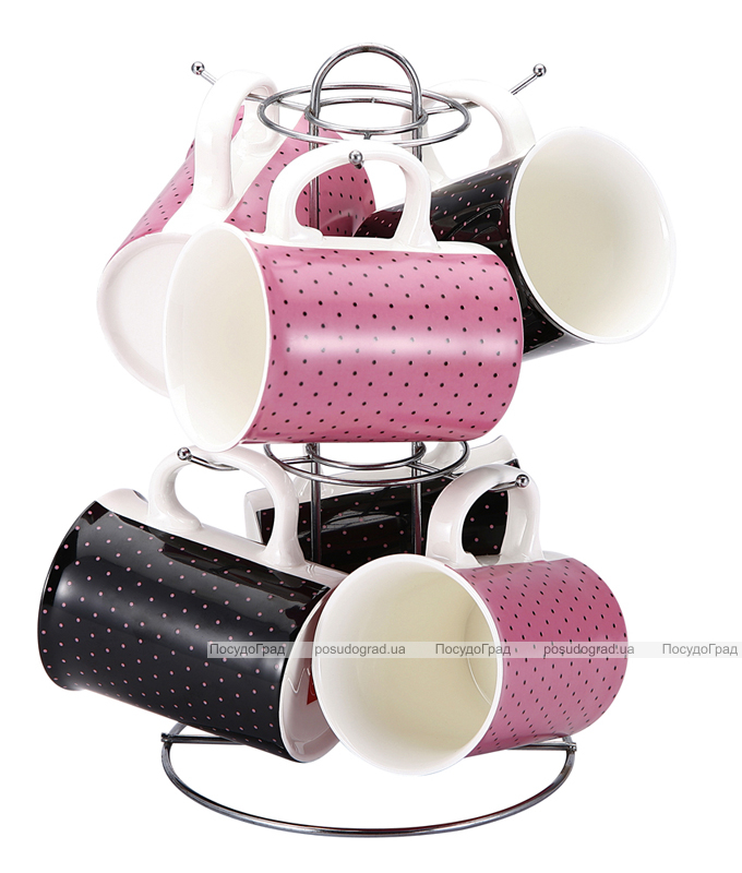 Набор кружек VaBene "Pink&Black" 250мл 7 предметов