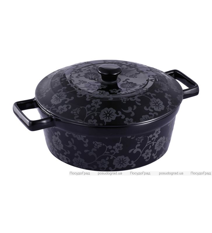 Кастрюля для запекания VaBene Black круглая 2л с крышкой