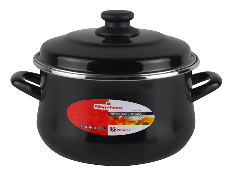 Кастрюля Vitrinor Black 3.7л с антипригарным покрытием и эмалированной крышкой