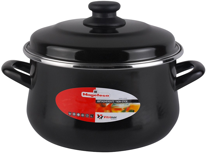 Кастрюля Vitrinor Black 6.3л с антипригарным покрытием и эмалированной крышкой
