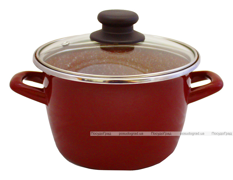 Каструля емальована Vitrinor Toscana Terracota 1.5л зі скляною кришкою