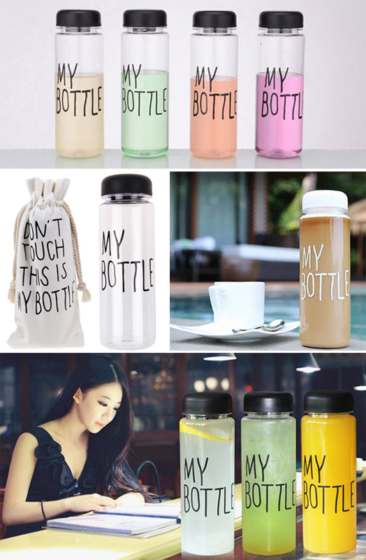 Пляшка My Bottle 500мл, жовта + лляний чохол