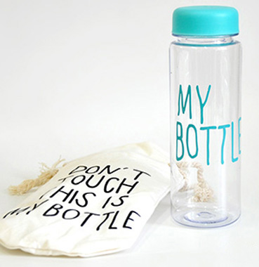 Пляшка My Bottle 500мл, бірюзова + лляний чохол