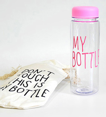 Пляшка My Bottle 500мл, рожева + лляний чохол