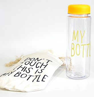 Пляшка My Bottle 500мл, жовта + лляний чохол