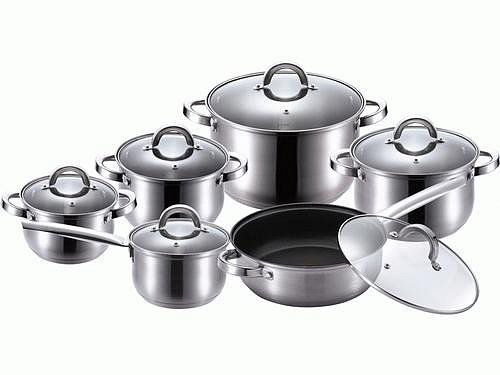 Набір кухонного посуду Wellberg Big Cook 12 предметів, сковорода з антипригарним покриттям