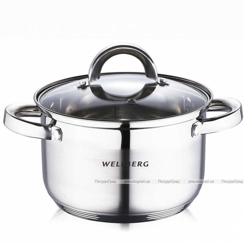 Кастрюля Wellberg Oviedo 6.3л со стеклянной крышкой и мерной шкалой
