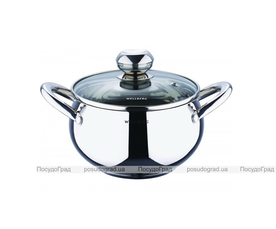 Кастрюля Wellberg Apple Pot 2,1л зеркальные ручки