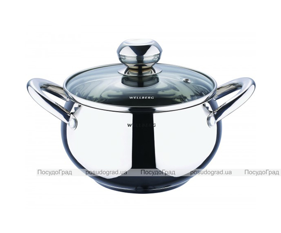 Кастрюля Wellberg Apple Pot 3л зеркальные ручки