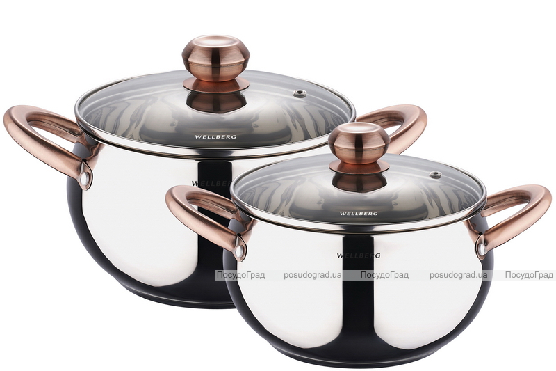 Набор кастрюль Wellberg Apple Pot 2 кастрюли 3л и 6.7л медные ручки