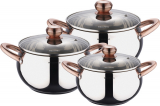 Набір каструль Wellberg Apple Pot 3 каструлі мідні ручки