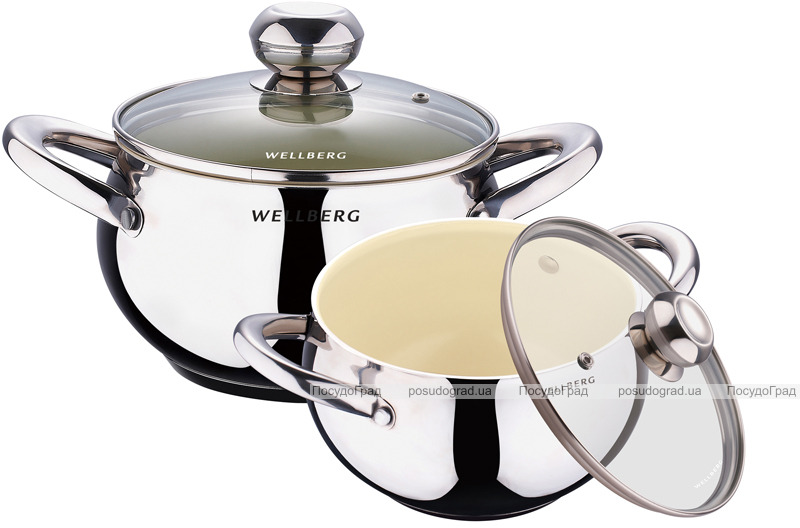 Набор кастрюль Wellberg Apple Pot Ceramic 2 кастрюли с керамическим антипригарным покрытием