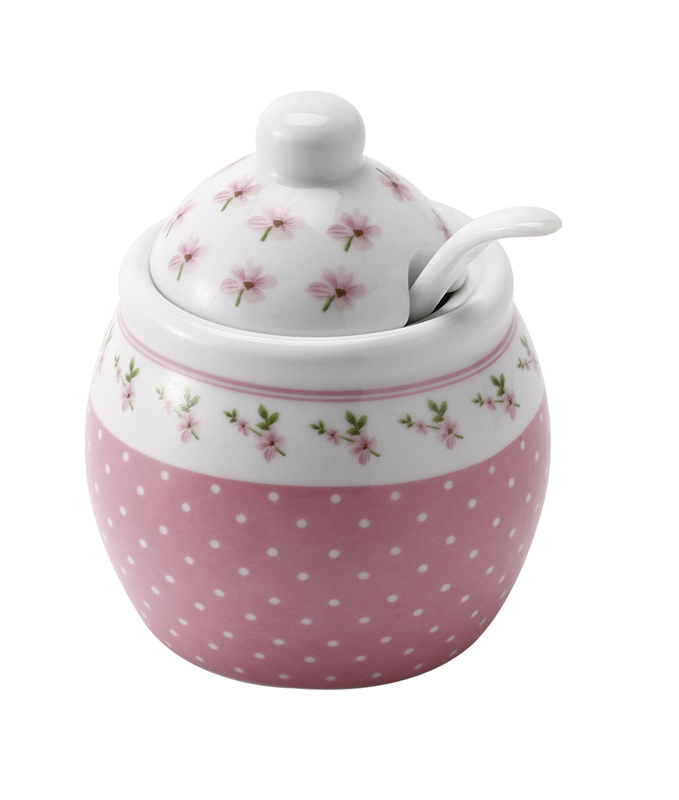 Цукорниця Pink Grace з порцеляновою ложечкою