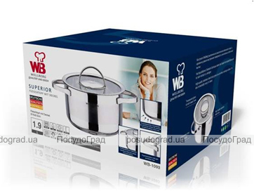 Ківш Wellberg Superior 1,9л зі скляною кришкою