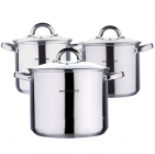 Набір кухонного посуду Wellberg Big Cook Pro 3 великі каструлі 4л, 5.3л, 8.7л