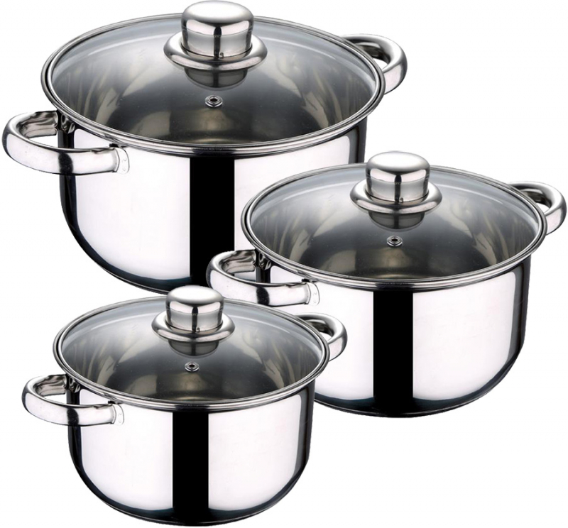 Набор 3 кастрюли Wellberg Odion 1.6л, 2.3л, 3.3л из нержавеющей стали