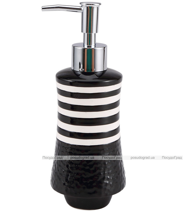 Дозатор для рідкого мила Wellberg Black&White 7.2x7.2x14.3см