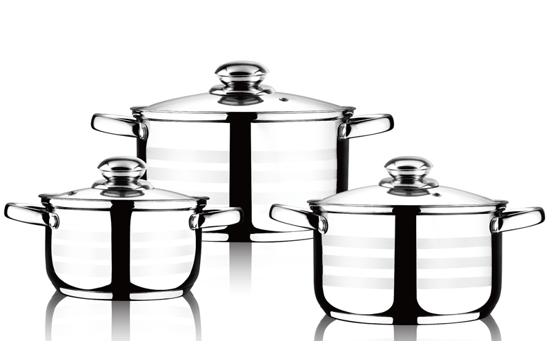 Набір каструль Wellberg Practical Silver 3 каструлі 1.8л, 2.5л, 3.5л