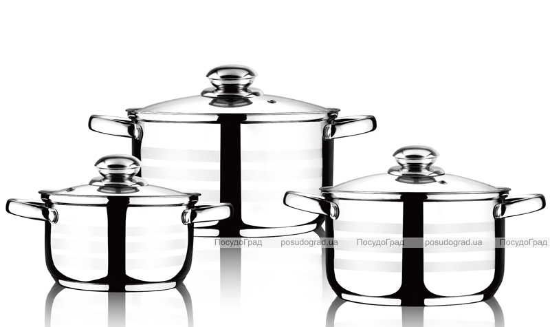 Набор кастрюль Wellberg Practical Silver 3 кастрюли 3.5л, 4.5л, 5.8л