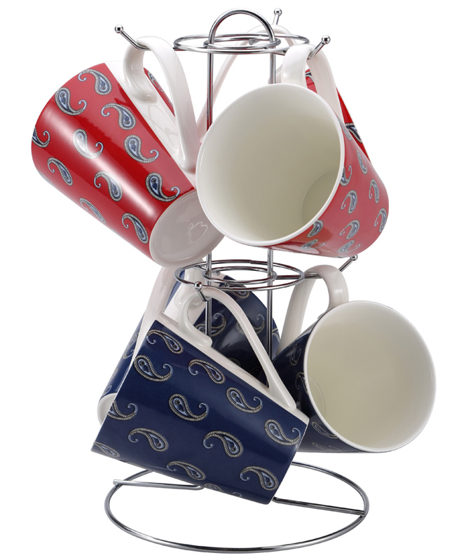 Набір кухлів Pascal 320мл 7 предметів на хромованій підставці 706