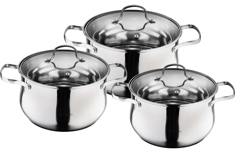 Набір 3 каструлі Wellberg Style Pot 2л, 2.9л, 3.9л з кришками