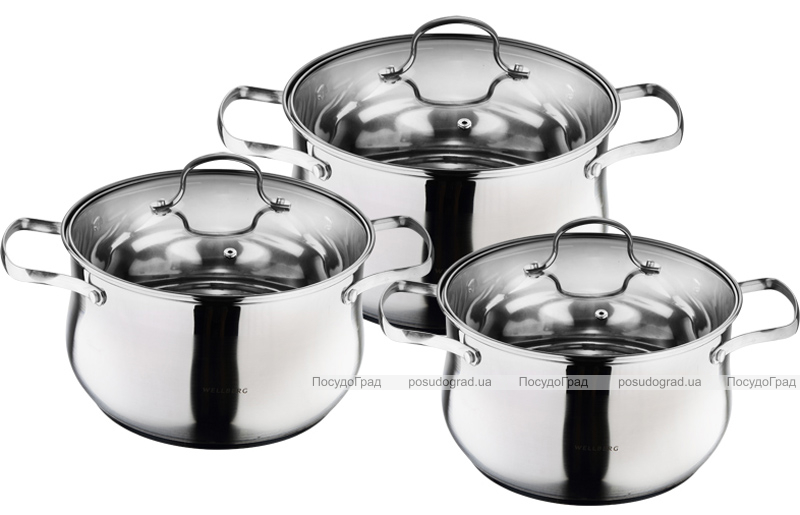 Набор 3 кастрюли Wellberg Style Pot 2л, 2.9л, 3.9л с крышками