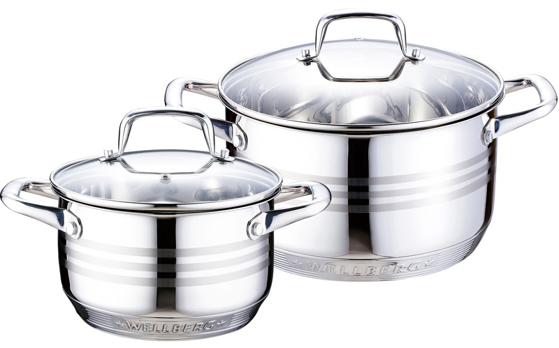 Набір 2 каструлі Wellberg Weimar 1.9л / 3.6л з 9-ти шаровим дном, індукція
