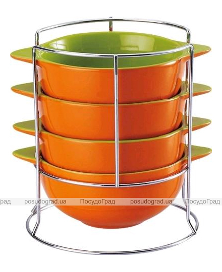 Набор мисок Wellberg Colore 500мл оранжевый на подставке