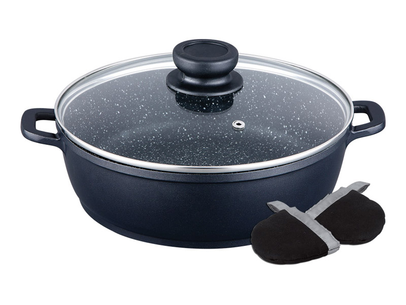 Сотейник Wellberg Rita 2,9 л з мармуровим антипригарним покриттям та скляною кришкою