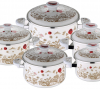 Набір емальованих каструль Wellberg Red Floral 5 каструль емаль