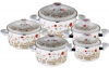 Набір емальованих каструль Wellberg Red Floral 5 каструль емаль
