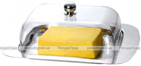 Маслянка Wellberg з нержавіючої сталі з акриловою кришкою 18.7х12.3cм