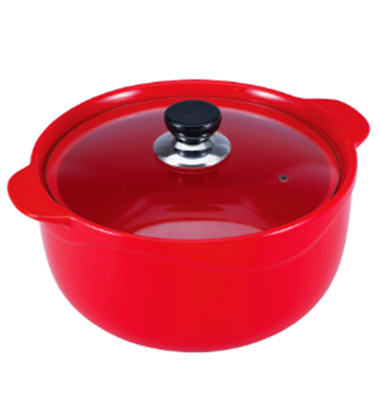 Кастрюля Wellberg Vigoroso Red 3.5л из огнеупорной керамики со стеклянной крышкой