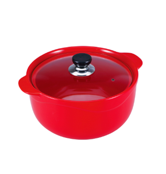 Кастрюля Wellberg Vigoroso Red 1.8л из огнеупорной керамики со стеклянной крышкой