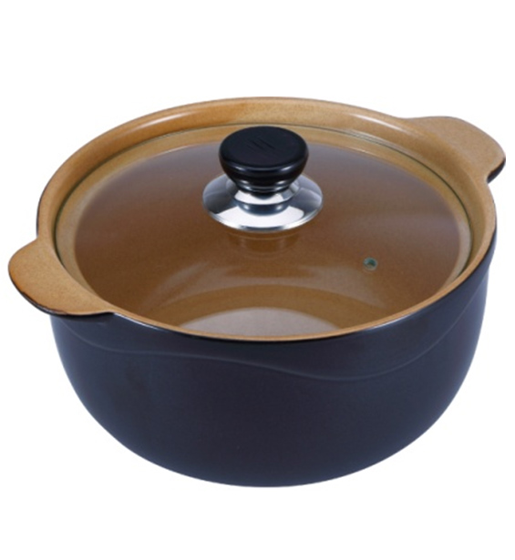 Кастрюля Wellberg Vigoroso Brown 3.5л из огнеупорной керамики со стеклянной крышкой