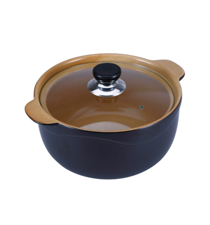Кастрюля Wellberg Vigoroso Brown 1.8л из огнеупорной керамики со стеклянной крышкой