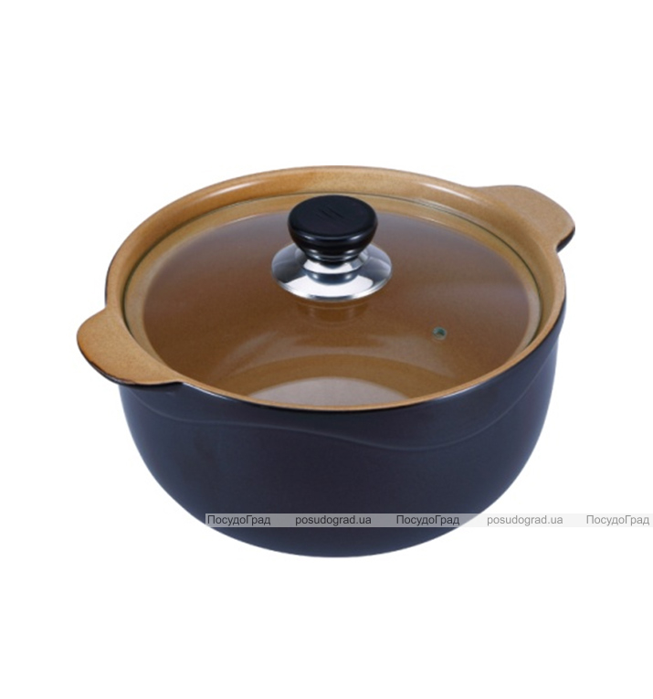 Каструля Wellberg Vigoroso Brown 1.8л з вогнетривкої кераміки зі скляною кришкою
