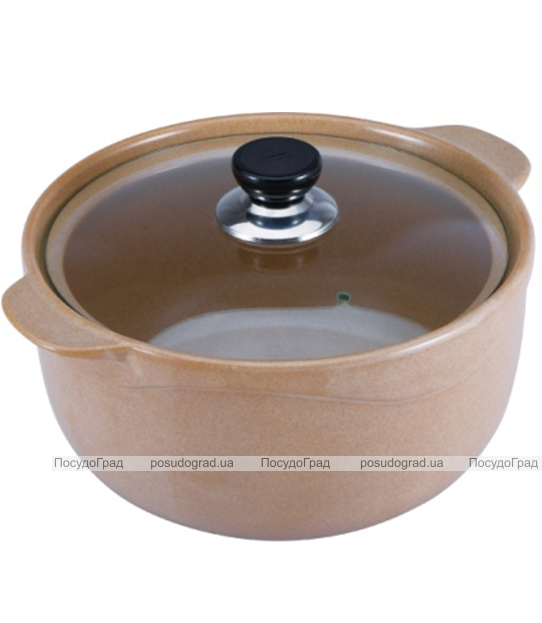 Каструля Wellberg Vigoroso Beige 3.5л з вогнетривкої кераміки зі скляною кришкою