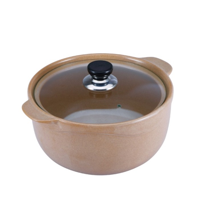 Кастрюля Wellberg Vigoroso Beige 1.8л из огнеупорной керамики со стеклянной крышкой