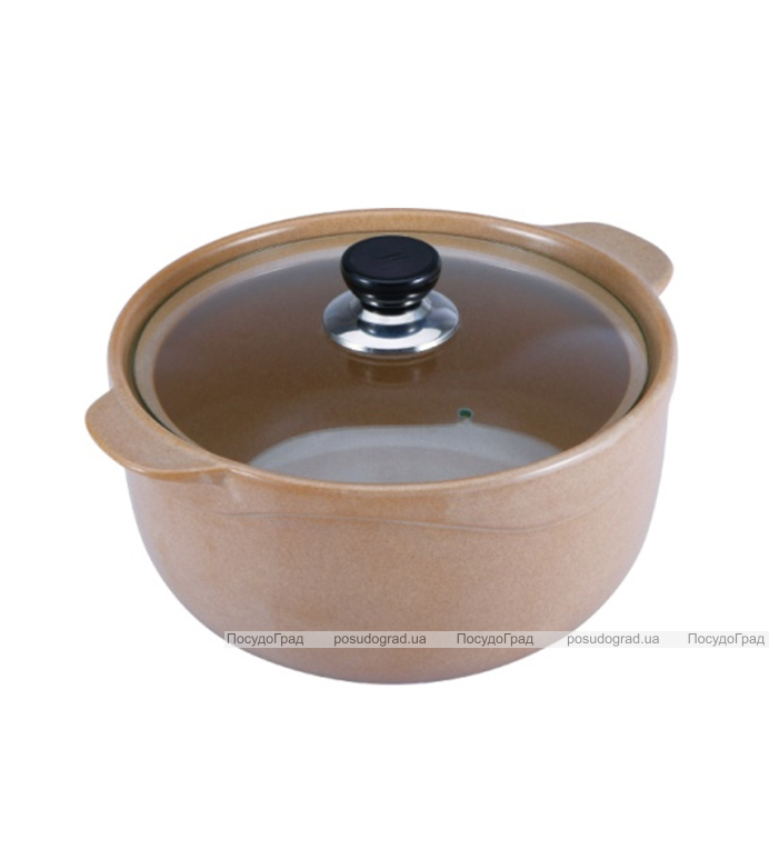 Каструля Wellberg Vigoroso Beige 1.8л з вогнетривкої кераміки зі скляною кришкою