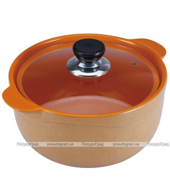 Каструля Wellberg Vigoroso Orange 3.5л з вогнетривкої кераміки зі скляною кришкою