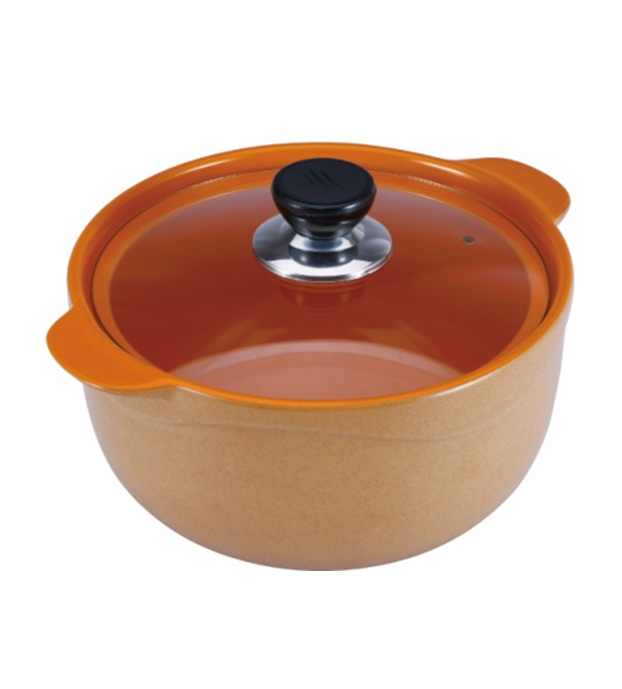 Кастрюля Wellberg Vigoroso Orange 2.5л из огнеупорной керамики со стеклянной крышкой