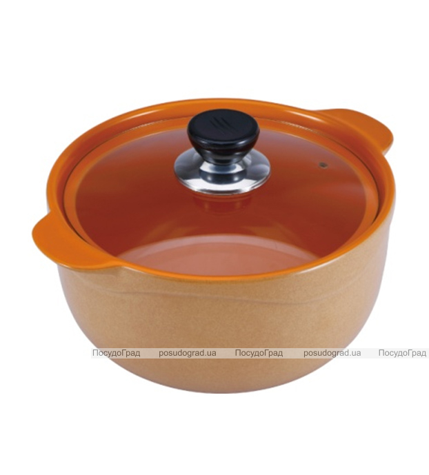 Каструля Wellberg Vigoroso Orange 2.5л з вогнетривкої кераміки зі скляною кришкою