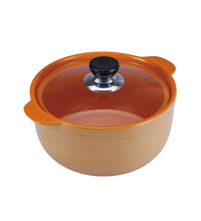 Кастрюля Wellberg Vigoroso Orange 1.8л из огнеупорной керамики со стеклянной крышкой