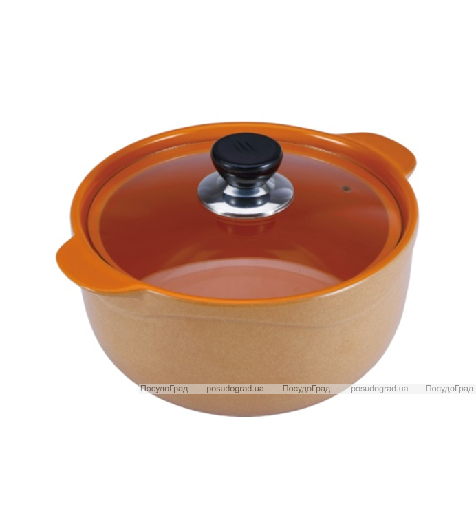 Каструля Wellberg Vigoroso Orange 1.8л з вогнетривкої кераміки зі скляною кришкою