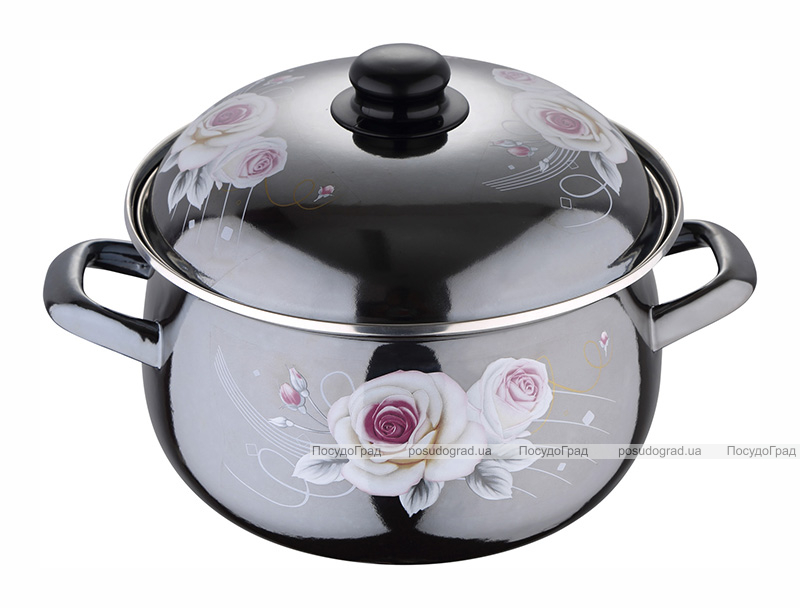 Каструля емальована Wellberg White Rose 3.6л, індукційна