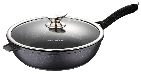 Сотейник Wellberg Kasian Grey Ø28см з литого алюмінію з кришкою