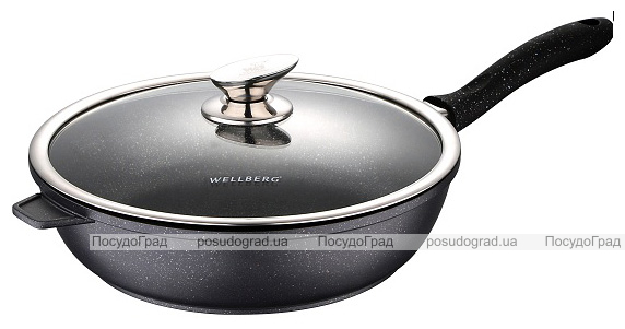 Сотейник Wellberg Kasian Grey Ø28см з литого алюмінію з кришкою